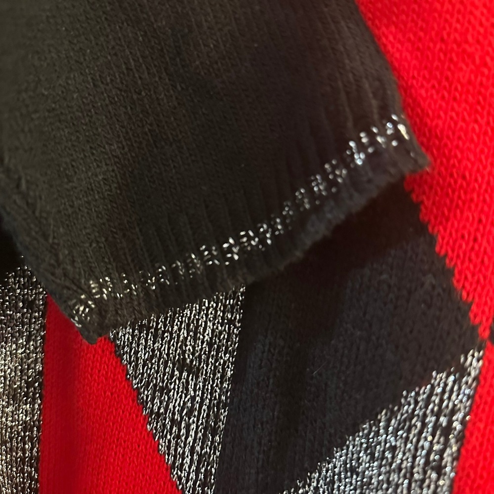 Carly Blake Vintage 90s Argyle Knit Sweater Women Black Red Sparkle 1X - Picture 2 of 6